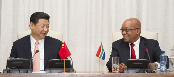 Rencontre entre les pr&eacute;sidents chinois et sud-africain sur la coop&eacute;ration