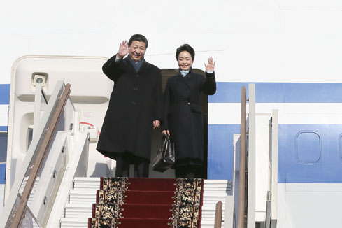 Arriv&eacute;e &agrave; Moscou du pr&eacute;sident chinois pour une visite d'Etat