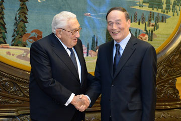 Wang Qishan rencontre Henry Kissinger et appelle &agrave; la coop&eacute;ration sino-am&eacute;ricaine