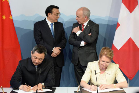 La Chine et la Suisse signent un m&eacute;morandum d'entente sur la fin des n&eacute;gociations