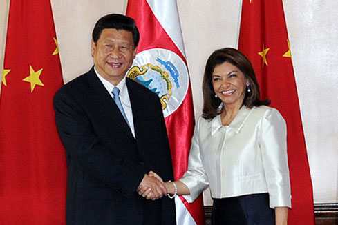 Les pr&eacute;sidents chinois et costaricain discutent de la coop&eacute;ration bilat&eacute;rale