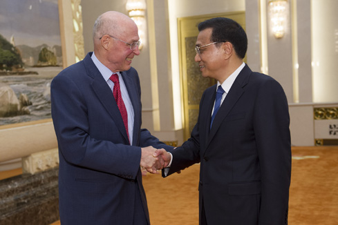 Le Premier ministre chinois rencontre un ancien secr&eacute;taire au Tr&eacute;sor am&eacute;ricain