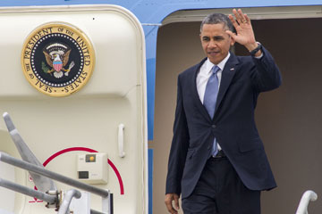 Obama arrive &agrave; Palm Springs pour le sommet avec le pr&eacute;sident chinois