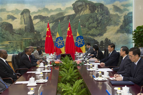 Le pr&eacute;sident chinois rencontre le Premier ministre &eacute;thiopien