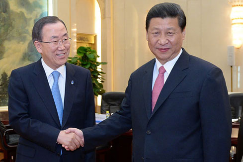 Le pr&eacute;sident chinois rencontre le secr&eacute;taire g&eacute;n&eacute;ral de l'ONU