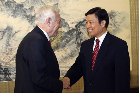 Le vice-pr&eacute;sident chinois rencontre le ministre espagnol des Affaires &eacute;trang&egrave;res