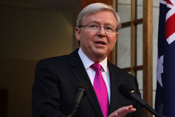Australie : la cote de popularit&eacute; de Kevin Rudd en baisse (sondage)