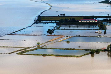 Photos a&eacute;riennes de certaines r&eacute;gions inond&eacute;es de la province du Heilongjiang
