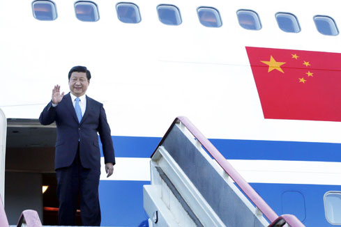 Le pr&eacute;sident chinois arrive &agrave; Saint-Petersburg pour le sommet du G20