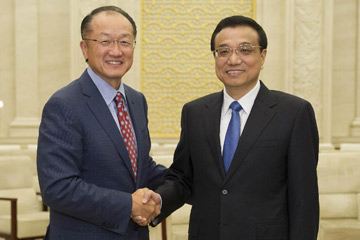 Li Keqiang rencontre le pr&eacute;sident de la Banque mondiale