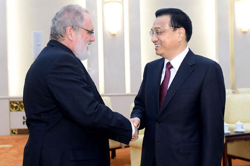 Le PM chinois rencontre une d&eacute;l&eacute;gation allemande