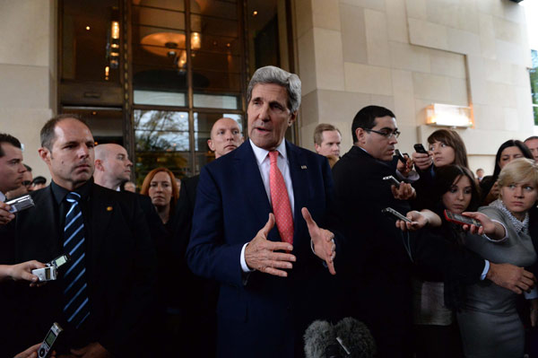 Arriv&eacute;e de John Kerry &agrave; Gen&egrave;ve