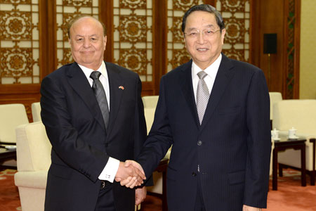Yu Zhengsheng rencontre le pr&eacute;sident y&eacute;m&eacute;nite