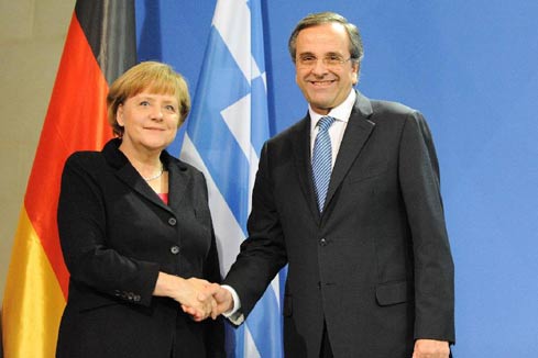 Merkel se f&eacute;licite des progr&egrave;s de la Gr&egrave;ce dans la r&eacute;duction de sa dette, et appelle &agrave; plus d'efforts