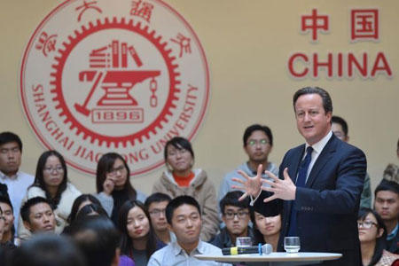 David Cameron prononce un discours &agrave; l'Universit&eacute; Jiaotong de Shanghai